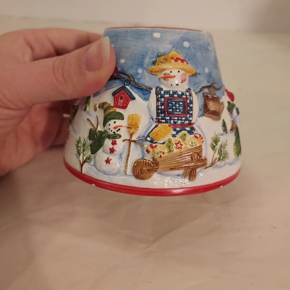 Yankee Candle Snowmen Family Small Jar Shade and Plate